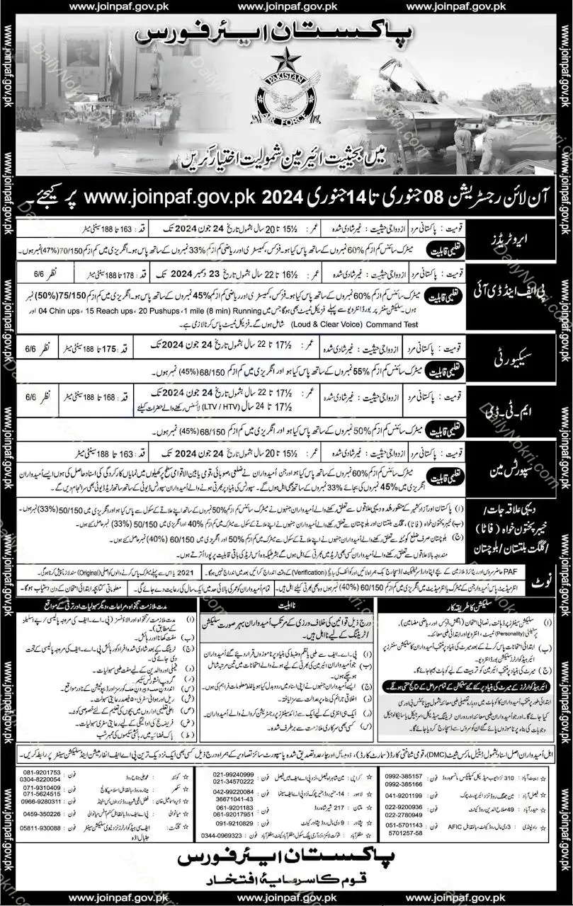 PAF 2024 Jobs Official Advertisement