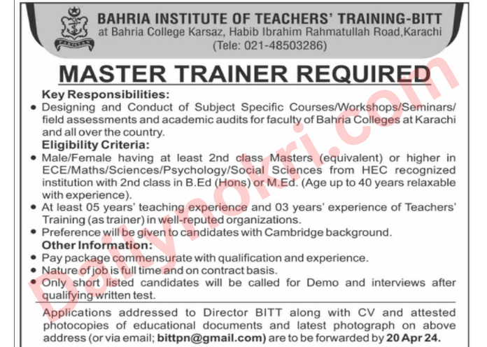 Bahria Institute of Teachers Training